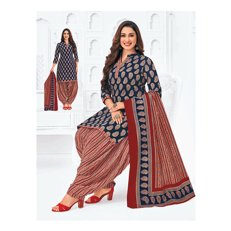 Pranjul 100% Cotton Printed Patiyala Dress Material (Unstitched)