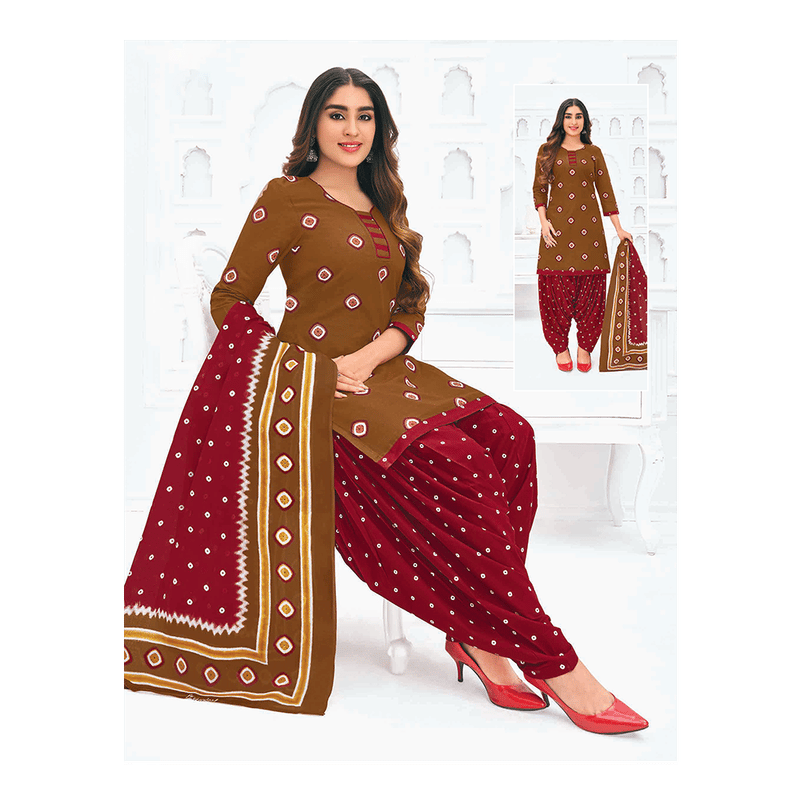 Pranjul 100% Cotton Printed Patiyala Dress Material (Unstitched)