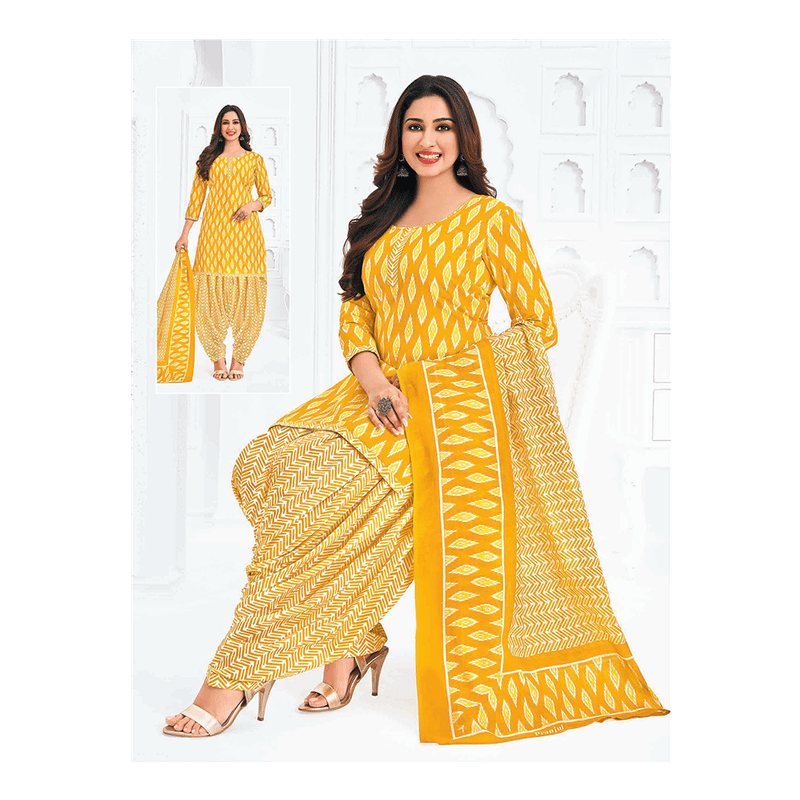 Pranjul 100% Cotton Printed Patiyala Dress Material (Unstitched)