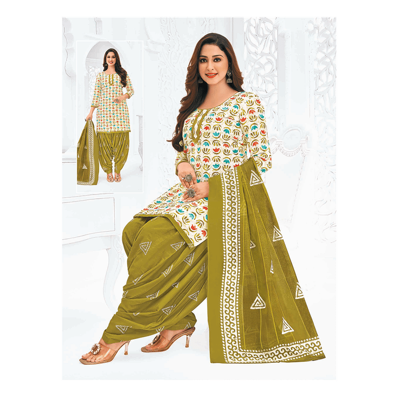 Pranjul 100% Cotton Printed Patiyala Dress Material (Unstitched)