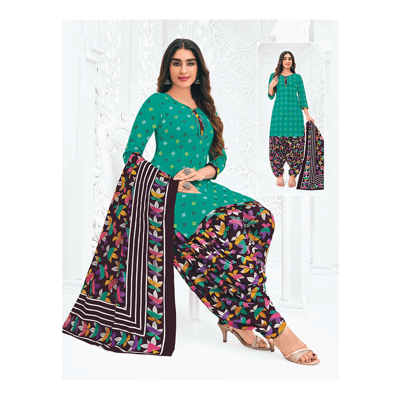 Pranjul 100% Cotton Printed Patiyala Dress Material (Unstitched)