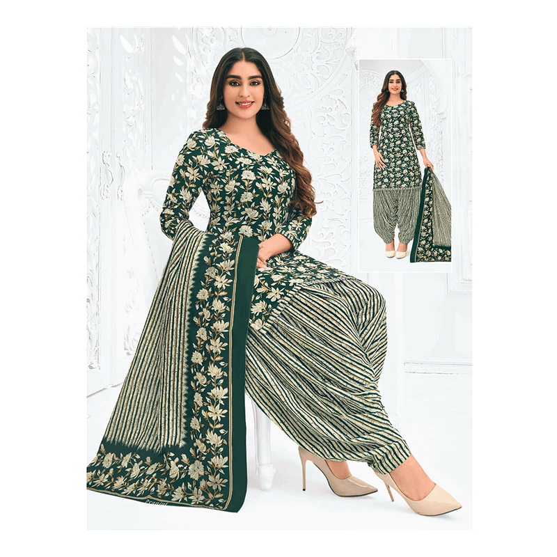 Pranjul 100% Cotton Printed Patiyala Dress Material (Unstitched)