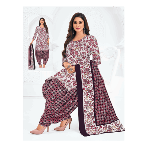 Pranjul 100% Cotton Printed Patiyala Dress Material (Unstitched)