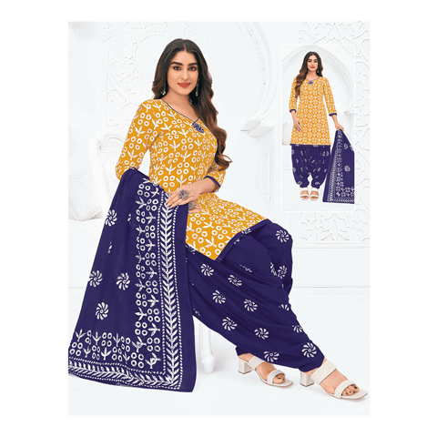 Pranjul 100% Cotton Printed Patiyala Dress Material (Unstitched)