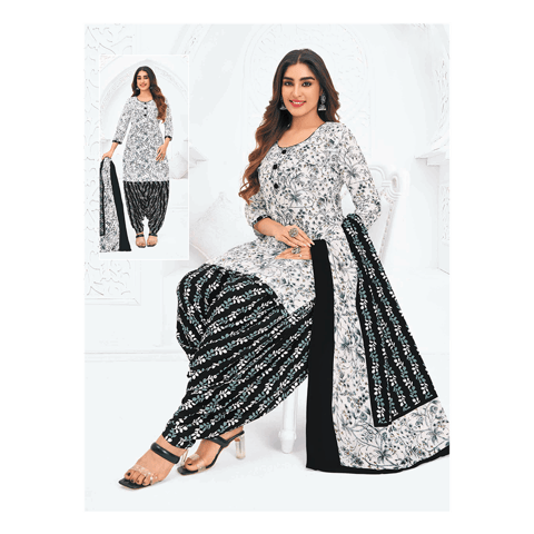 Pranjul 100% Cotton Printed Patiyala Dress Material (Unstitched)