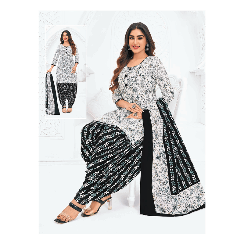 Pranjul 100% Cotton Printed Patiyala Dress Material (Unstitched)