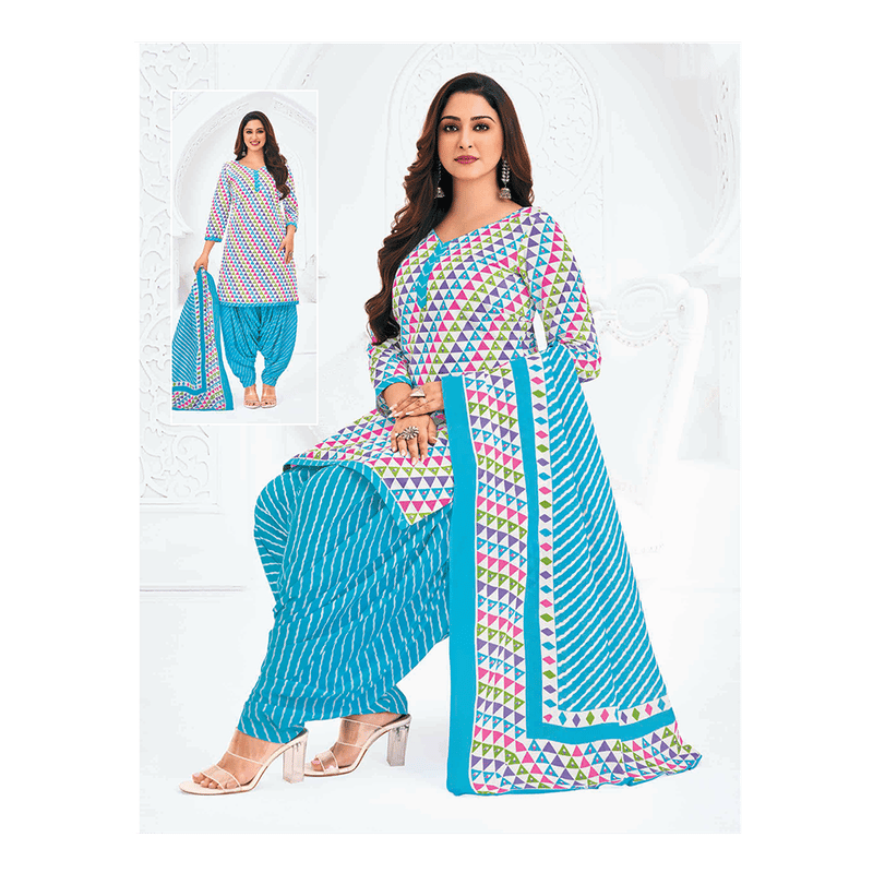 Pranjul 100% Cotton Printed Patiyala Dress Material (Unstitched)