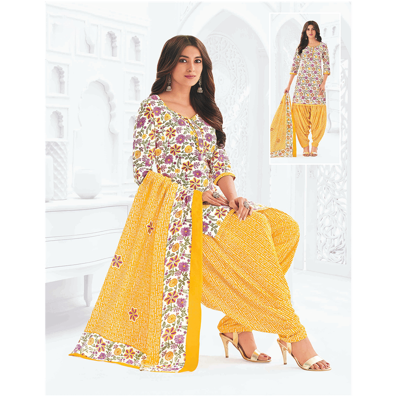 Pranjul 100% Cotton Printed Patiyala Dress Material (Unstitched)