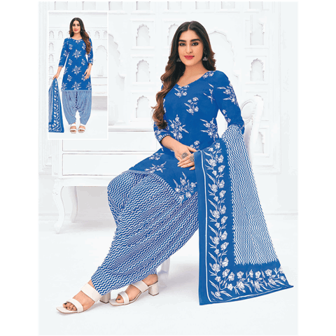 Pranjul 100% Cotton Printed Patiyala Dress Material (Unstitched)