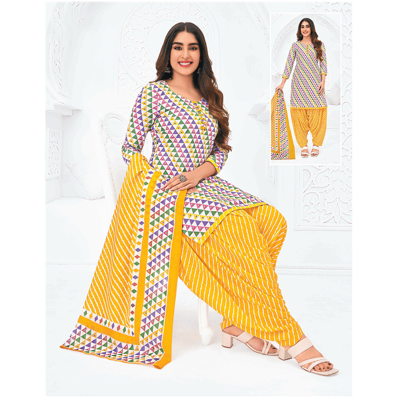 Pranjul 100% Cotton Printed Patiyala Dress Material (Unstitched)