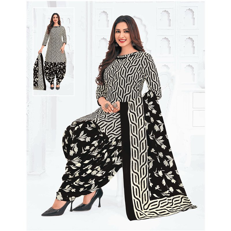 Pranjul 100% Cotton Printed Patiyala Dress Material (Unstitched)