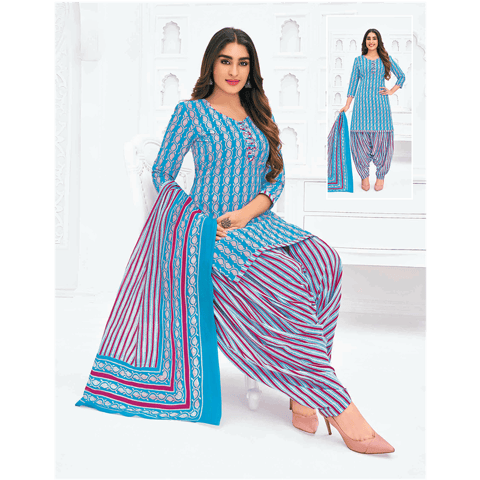 Pranjul 100% Cotton Printed Patiyala Dress Material (Unstitched)