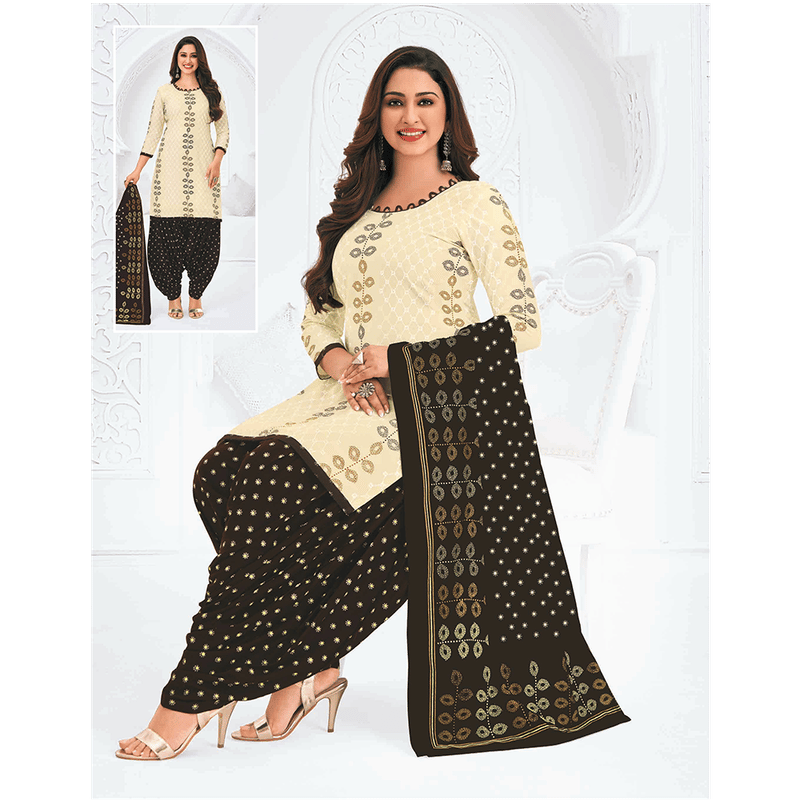 Pranjul 100% Cotton Printed Patiyala Dress Material (Unstitched)