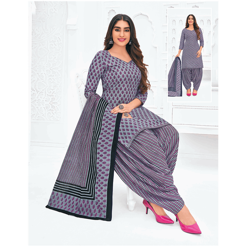 Pranjul 100% Cotton Printed Patiyala Dress Material (Unstitched)