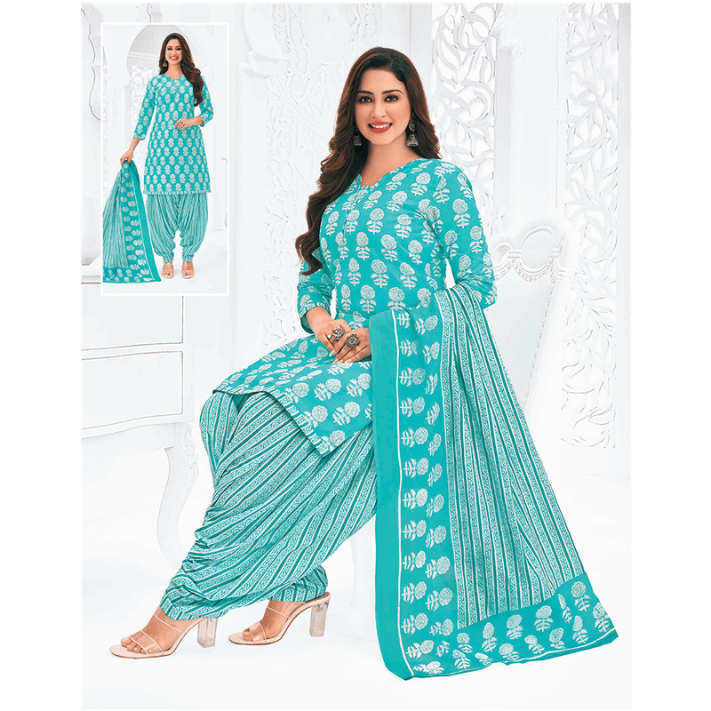 Pranjul 100% Cotton Printed Patiyala Dress Material (Unstitched)