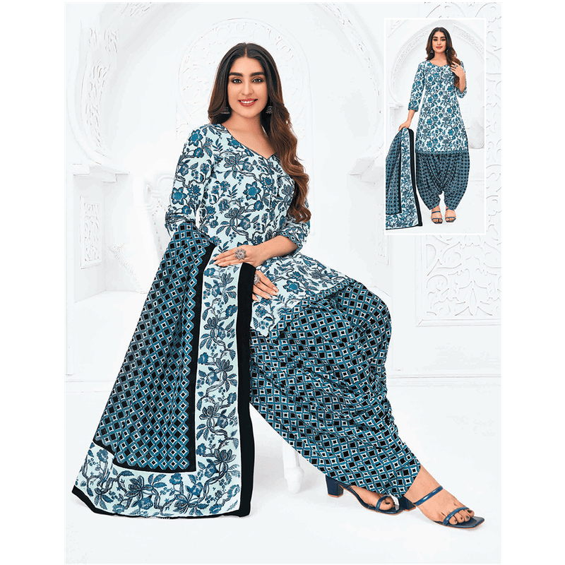 Pranjul 100% Cotton Printed Patiyala Dress Material (Unstitched)