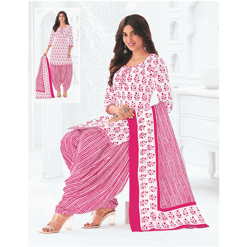 Pranjul 100% Cotton Printed Patiyala Dress Material (Unstitched)