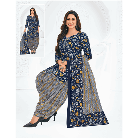 Pranjul 100% Cotton Printed Patiyala Dress Material (Unstitched)