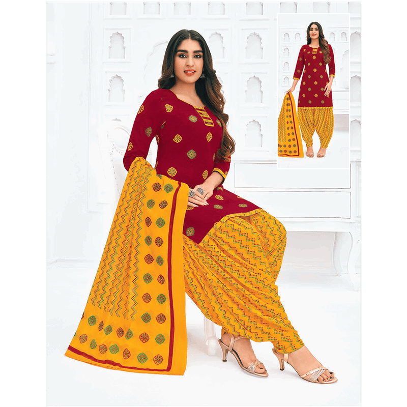 Pranjul 100% Cotton Printed Patiyala Dress Material (Unstitched)