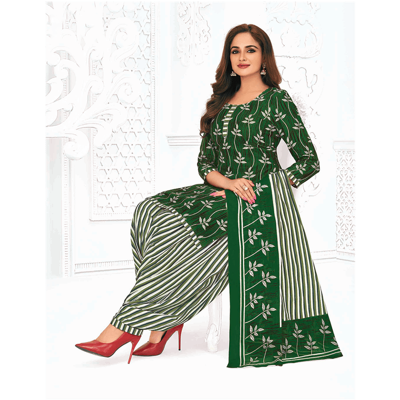 Pranjul 100% Cotton Printed Patiyala Dress Material (Unstitched)