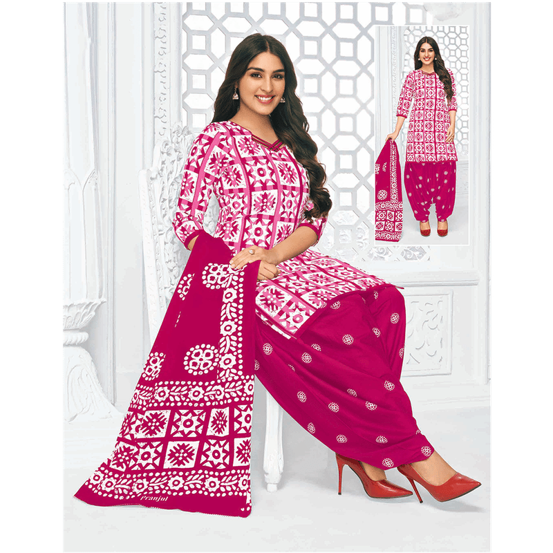 Pranjul 100% Cotton Printed Patiyala Dress Material (Unstitched)