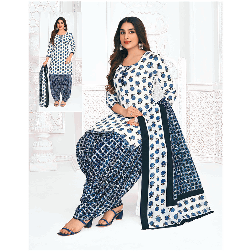 Pranjul 100% Cotton Printed Patiyala Dress Material (Unstitched)