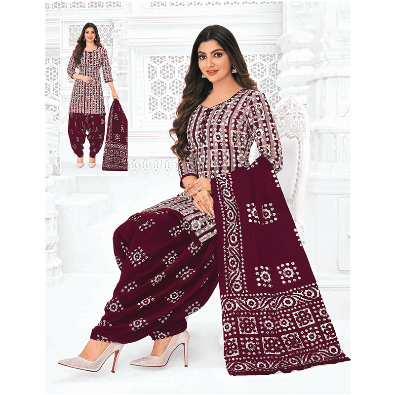 Pranjul 100% Cotton Printed Patiyala Dress Material (Unstitched)