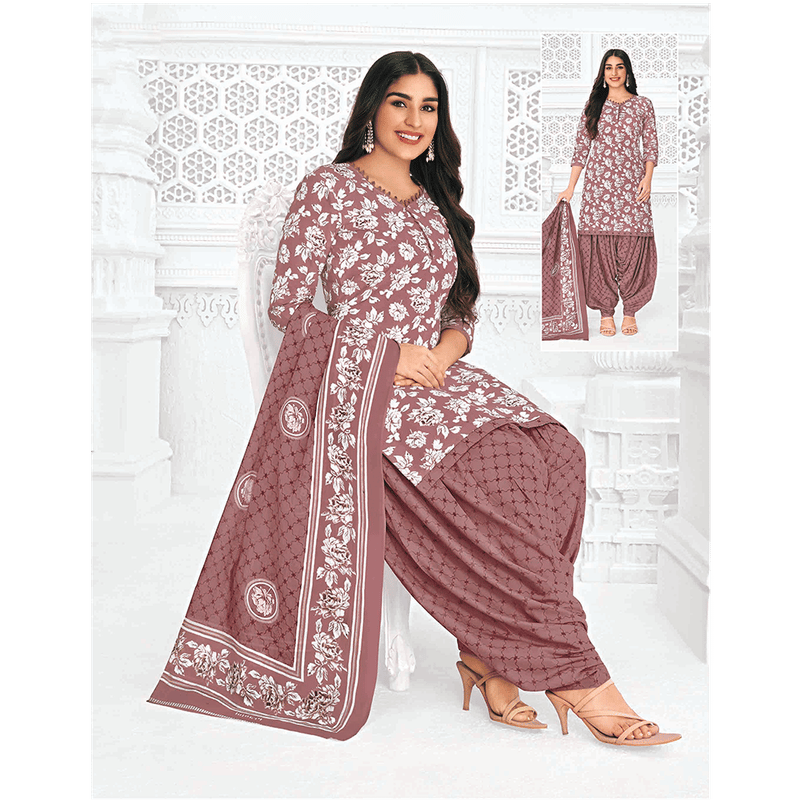 Pranjul 100% Cotton Printed Patiyala Dress Material (Unstitched)