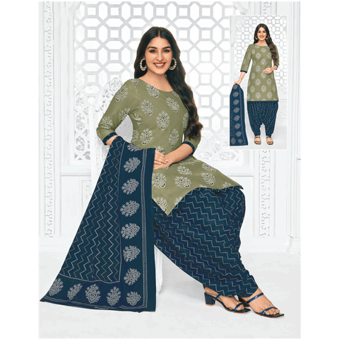 Pranjul 100% Cotton Printed Patiyala Dress Material (Unstitched)