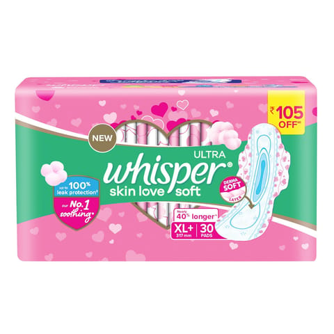 Whisper Ultra Soft Sanitary Pads  For Women XL (30 Nos)