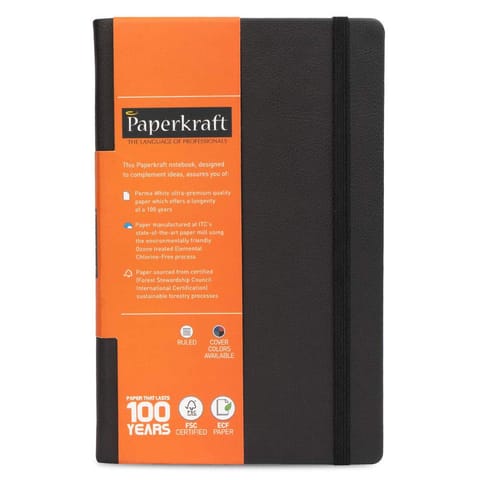 Paperkarft, Signature Series - Hard PU Ruled, Grey Cover with White Pages - 240 pages, 210mm x 133mm