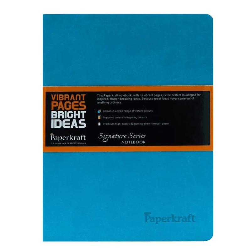 Paperkarft, Signature Series - Hard PU Ruled, Turqoise Cover with White Pages - 240 pages, 210mm x 133mm