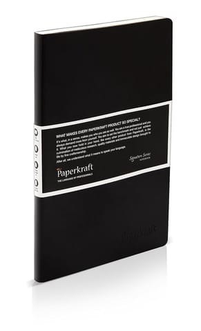 Paperkarft, Signature Series - Soft PU Ruled, Black Cover & White Pages - 160 pages, 210mm x 145mm