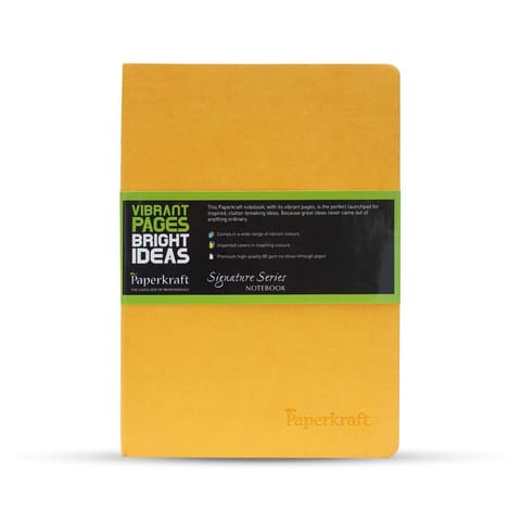 Paperkarft, Signature Series - Soft PU Unruled, Yellow Cover & White Pages - 160 pages, 165mm x 95mm