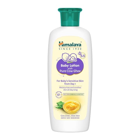 Himalaya Baby Lotion with Pure Cow Ghee pH 5.5|Aloe vera|Safe for newborns For baby's sensitive skin safe from day 1 No Parabens, No Phthalates, No Mineral Oil, No Synthetic color - 100ml