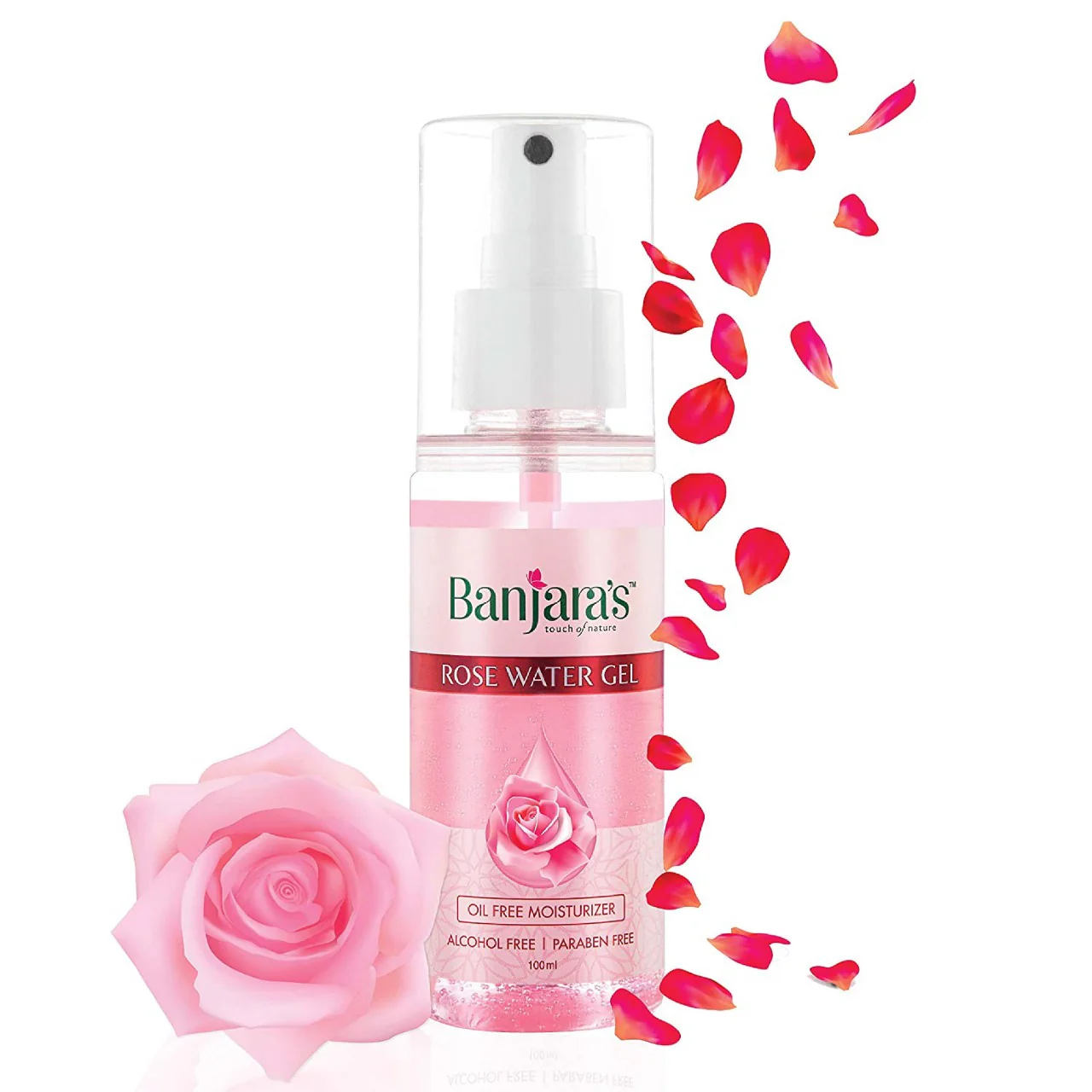 Banjara's Rose Water Gel | Oil Free Hydrating Spray Mist with Rose petal Extracts | Clears Impurities, maintains skin pH levels, Helps tighten pores | For Skin, Face 100ml