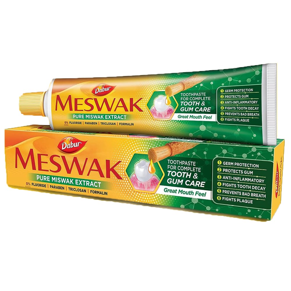 Dabur Meswak Complete Oral Care Toothpaste Complete Oral & Gum Care Toothpaste Contains Pure & Rare Miswak extract No added Fluoride, Paraben, Triclosan & Formalin - 200g