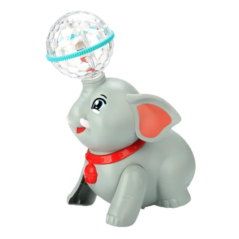 Light & Musical Stunt Elephant with Crystal Ball | Children's Electric Fantasy Light Ball Walking Lights Spinning Music Elephant Kids Light Up Toy