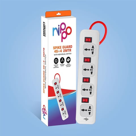 Nippo Spike Guard-4 Socket + 4 Switch- 2 Meter