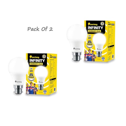 Sun King Infinity Warranty Plus 9W Led Bulb With Hybrid Technology & Wider Coverage (Pack of 2), b22