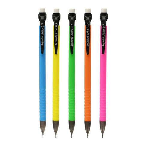 Reynolds Artio Bag 0.7- Assorted I Break-resistant lead With Comfortable Grip for Extra Smooth Writing I School and Office Stationer Pencil - Pack of 5