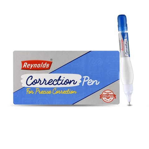 Reynolds Correction Pen Whitener I Smudge Free Operation with Unique Squeeze Control Applicator I Precise Whitener Pen for Correction For Students and Professionals - Pack of 10
