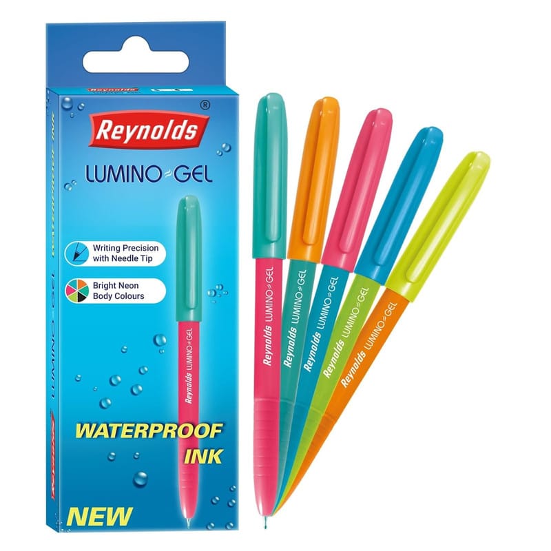 Reynolds Lumino Lightweight Gel Pen With Comfortable Grip for Extra Smooth Writing I School and Office Stationery - Pack of 10