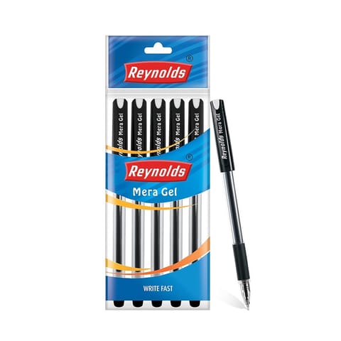 Reynolds Mera Gel Pen With Comfortable Grip | Pens For Writing | School and Office Stationery | Pens For Students - Pack of 5