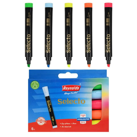 Reynolds Selecto Highlighter Assorted - Pack of 5