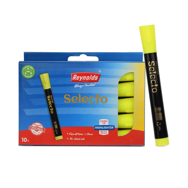 Reynolds Selecto Highlighter Highlighter Yellow - Pack of 10