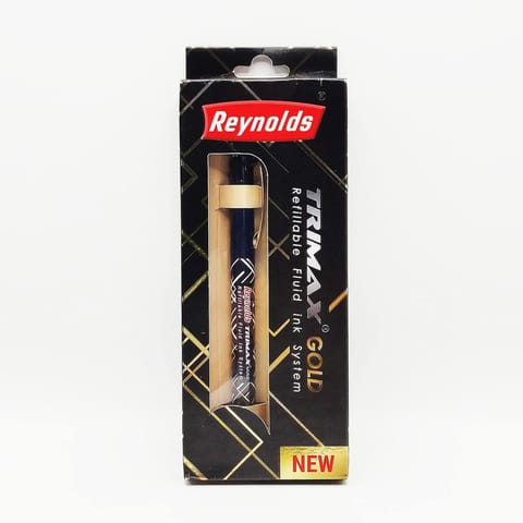 Reynolds Trimax Gold 1 Ct Blt - Blue | Roller Ball Point Pen | Pen For Gift | Lightweight Roller Pen With Comfortable Grip For Extra Smooth Writing | School And Office Stationery