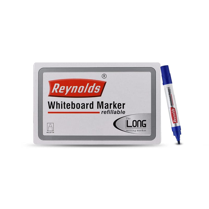 Reynolds White Board Marker Board Marker Pen For Office And Home Use I Leak Proof White Board Marker With Unique Tip Stopper System Box - Pack of 10