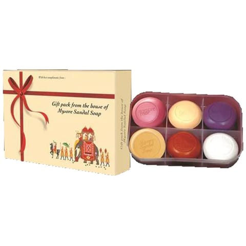 Mysore Sandal Soap Gift Box (Sandal, Gold,Classic, Lavender, Rose, Jasmine) -Each 150g Pack of 6