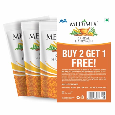 Medimix Sandal Handwash - 200ml | Buy 2 Get 1 Free | Protects Hands From Germs | Contains A Luxurious Sandal Fragrance